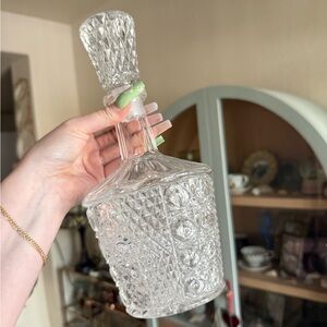 Cut Crystal Glass Decanter - Clear with stopper no flaws!